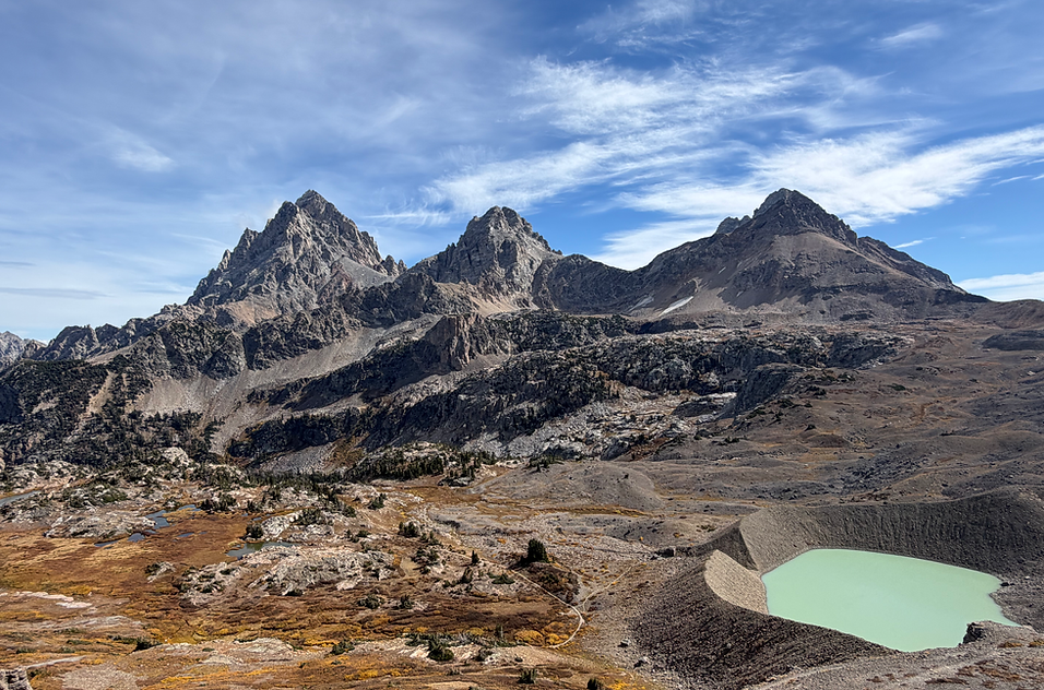 Grand Teton National Park looking over Alaska Basin from Hurricane Pass