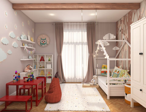 Cameră de copil în stil scandinav, realizată de Bianca Ivan Interior Design în București.