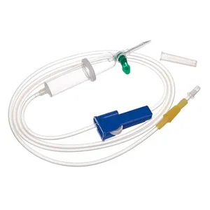 The Disposable IV Infusion Set is a crucial medical device widely used in healthcare settings to administer intravenous fluids and medications directly into a patient's bloodstream. Designed with precision and safety in mind, it comprises a sterile, single-use tube that connects to an IV bag and a needle or catheter for insertion into the vein.