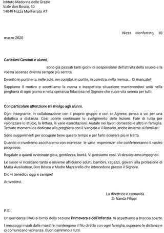 Il saluto di Suor Nanda