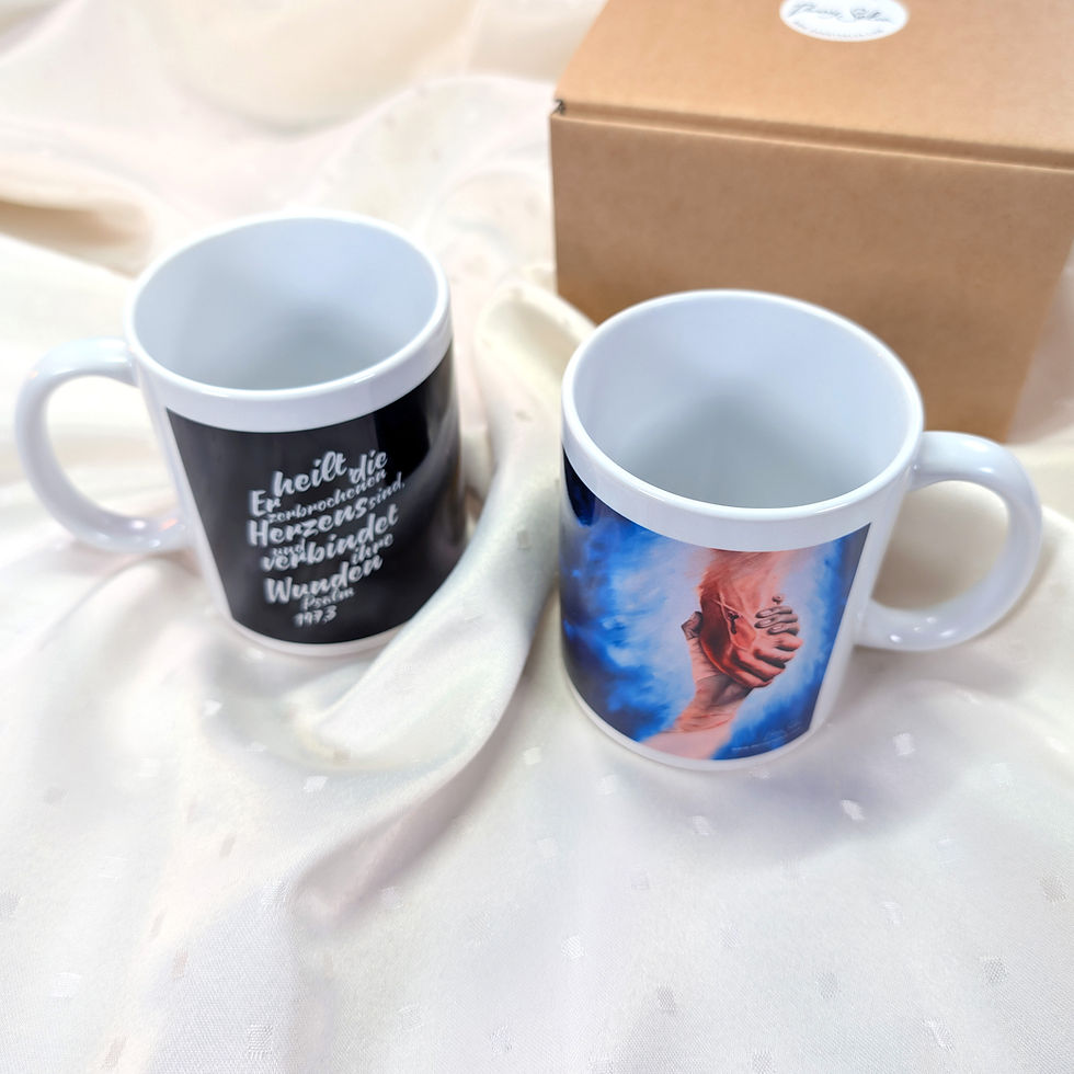 Miniaturbild: Tasse Christlich Psalm 147,3 "Holding Hands"