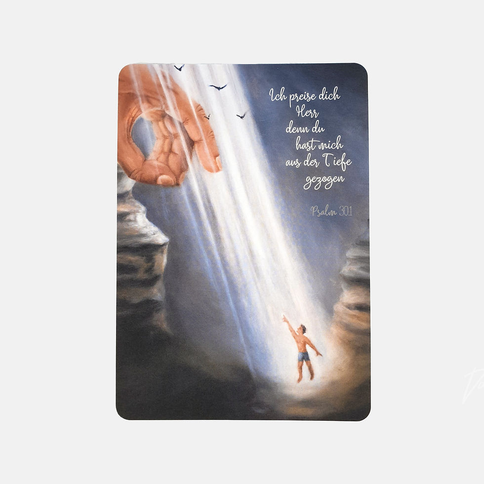 Miniaturbild: Christliche Karte "Rettung" mit einem Vers aus Psalm 30,1 - Hoffungsvolle Postka
