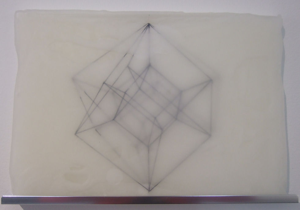 Tesseract drawing in wax