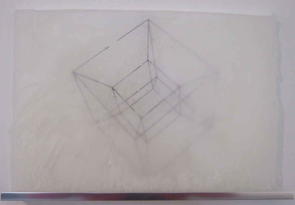 Tesseract drawing in wax