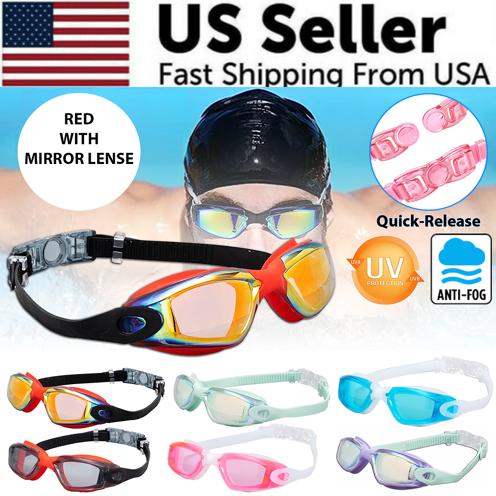 Thumbnail: Clear Comfortable Swimming Goggles UV- Anti-Fog Swim Glasses Mirror Adult & Kids