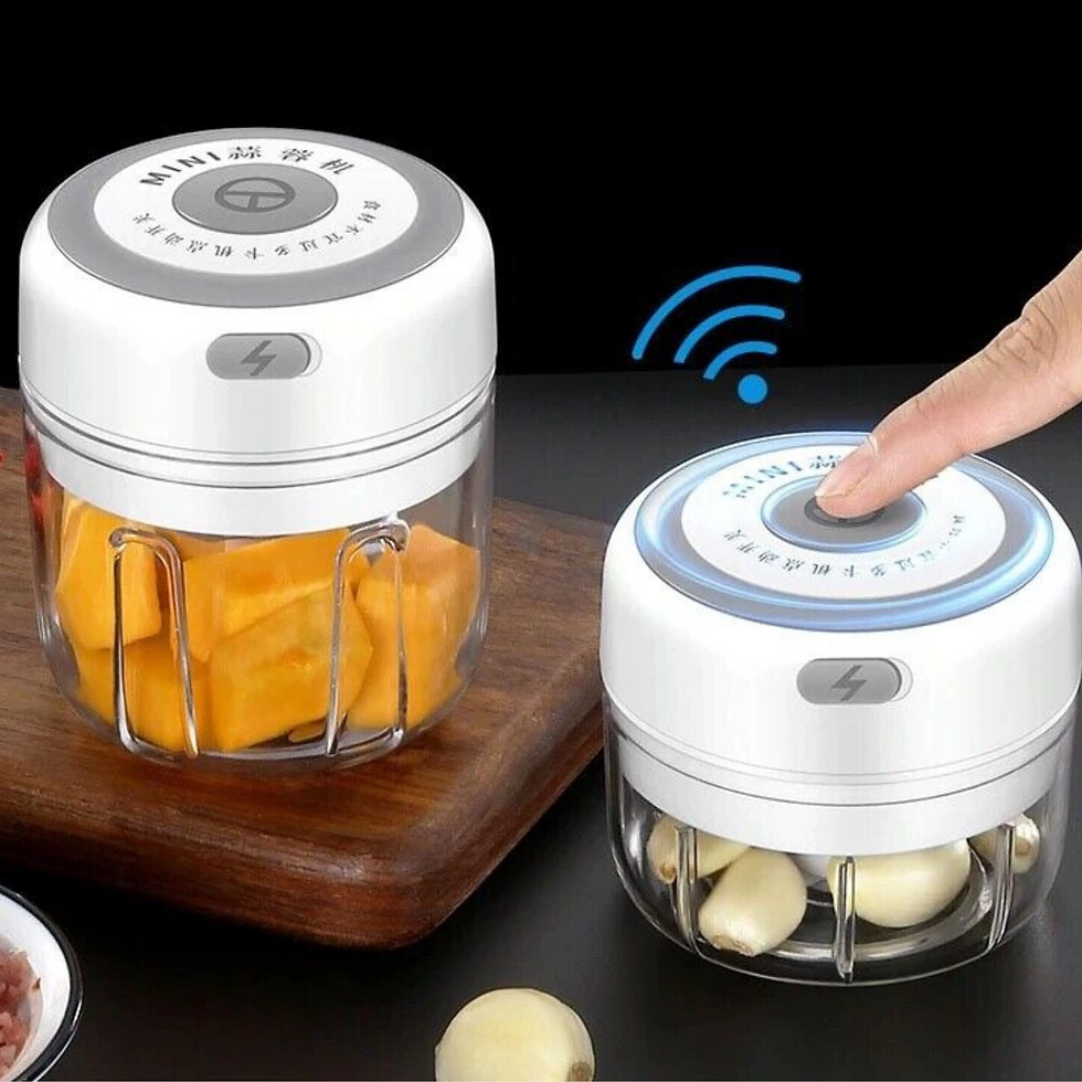 Thumbnail: Electric 300ML Garlic Press Chopper Chili Onion Fruits Meat Mincer Blender Mixer