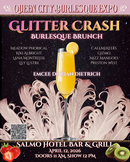 Poster for Glitter Crash Burlesque Brunch by QCBE
