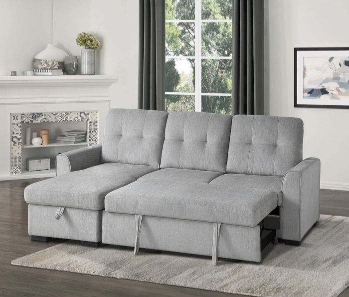 Thumbnail: Carolina 2PC Light Grey Reversible Sectional w/ Storage