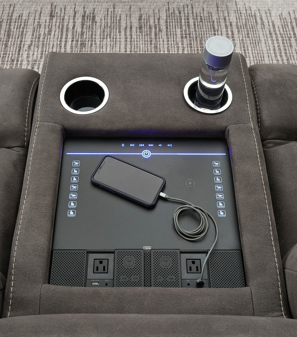 Thumbnail: Hoopster Gunmetal 6-PC PWR Reclining Theater Style Sectional