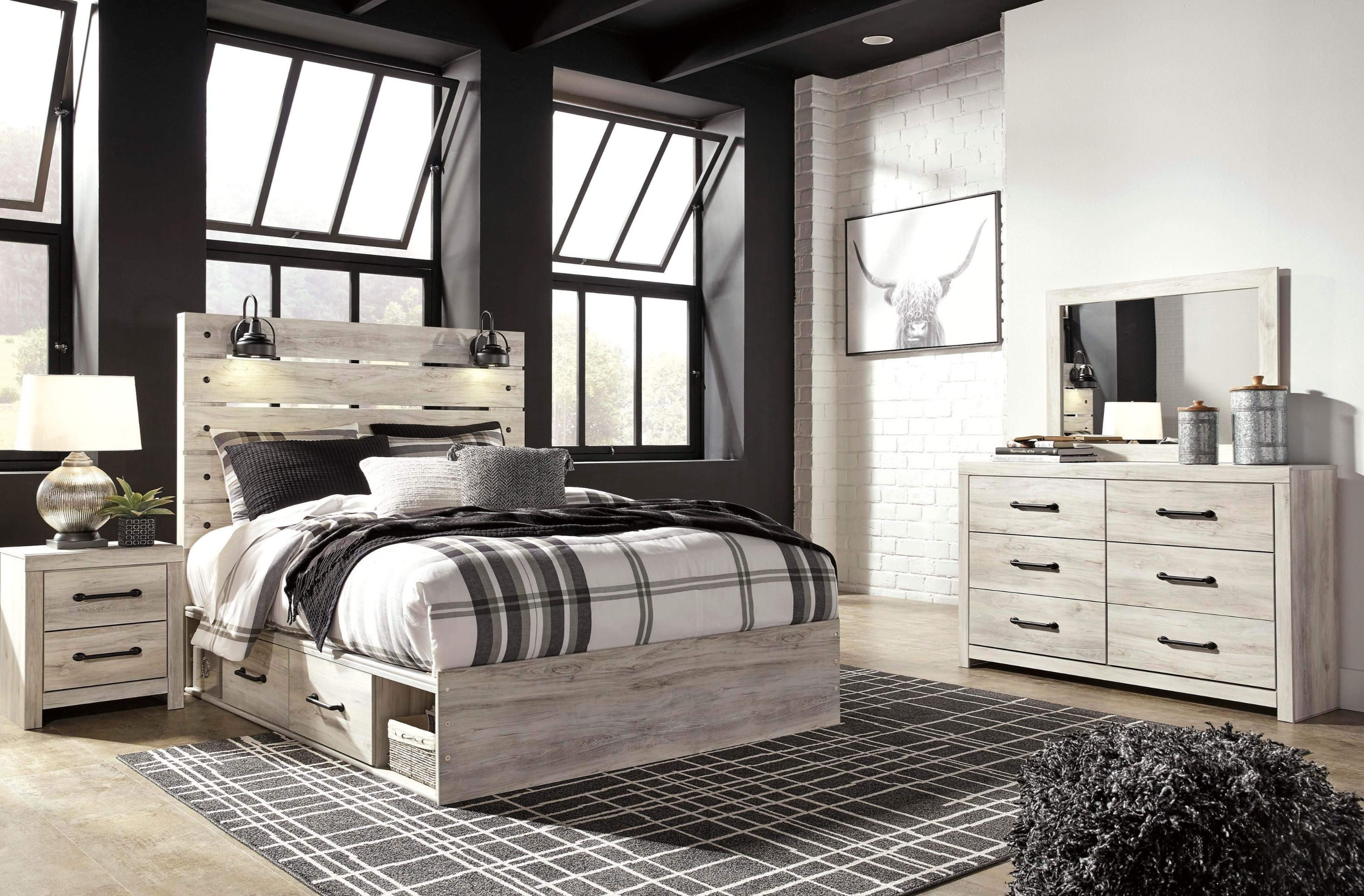 Cambeck Queen Platform Storage Bed Double Sided