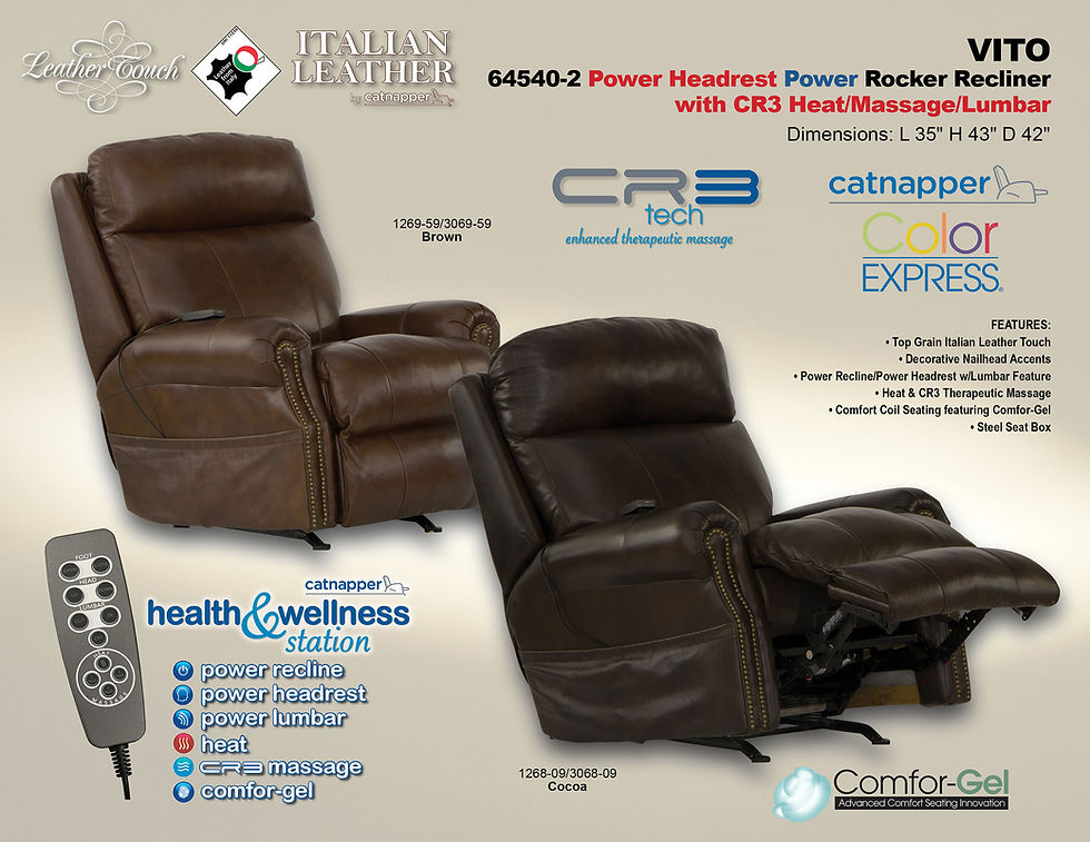 Thumbnail: Vito Dark Brown Power Leather Health & Wellness Recliner