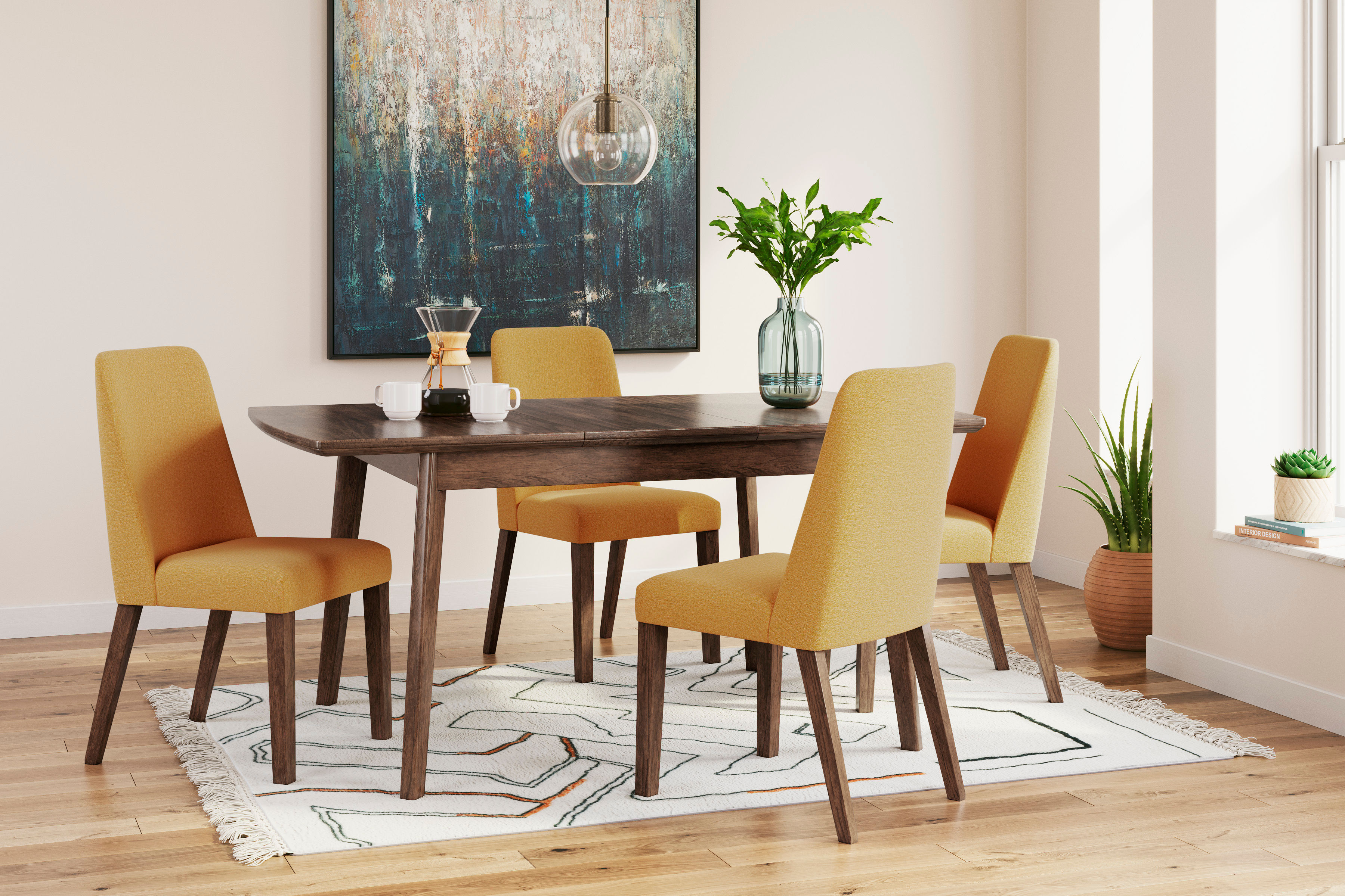 Lyncott 5-PC Yellow/Brown Dining Extension Set