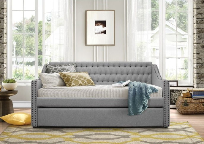 Tulney Gray Nailhead Twin Daybed