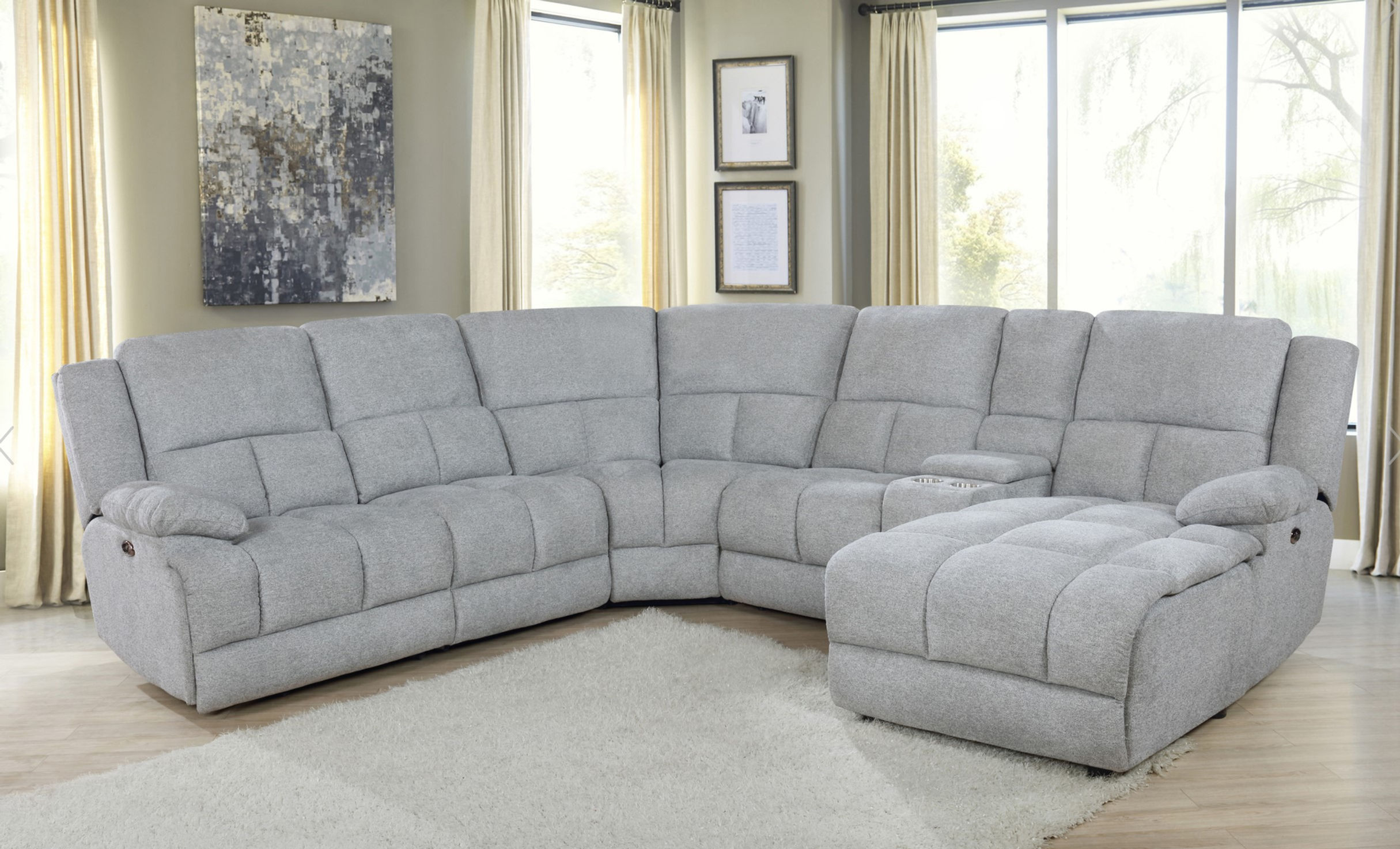 Belize Grey 6-Piece Pillow Top Motion Sectional