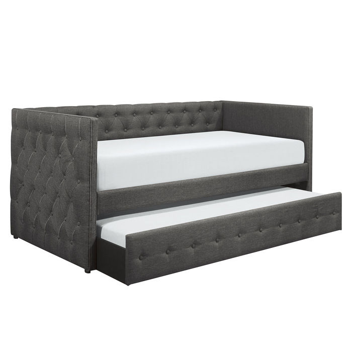 Thumbnail: Batavia Dark Grey Tufted Daybed w/Trundle