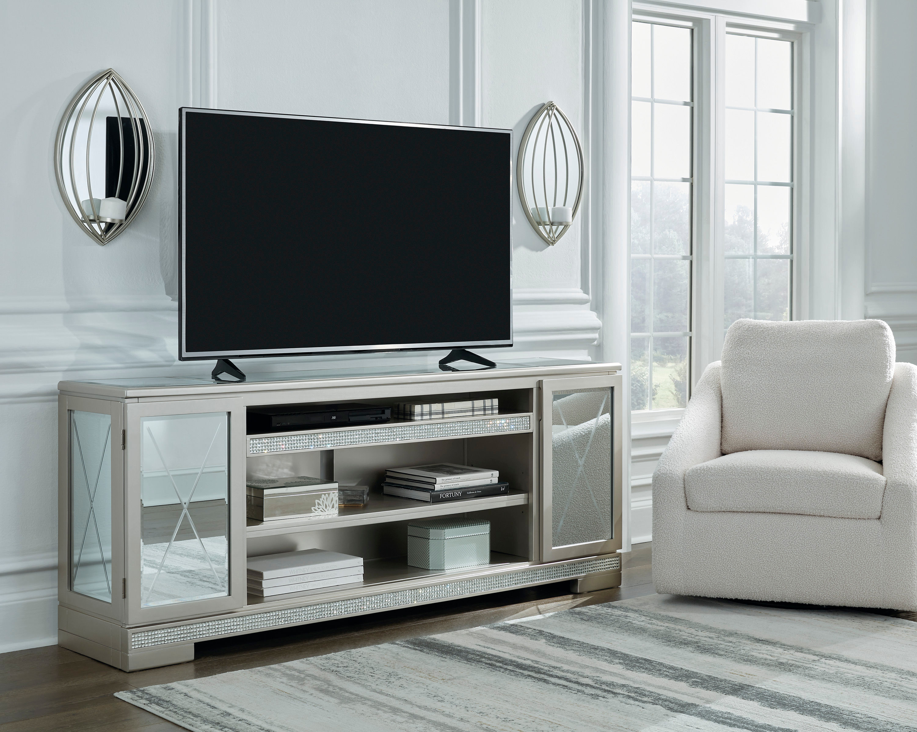 Flamory Silver 72" TV Stand