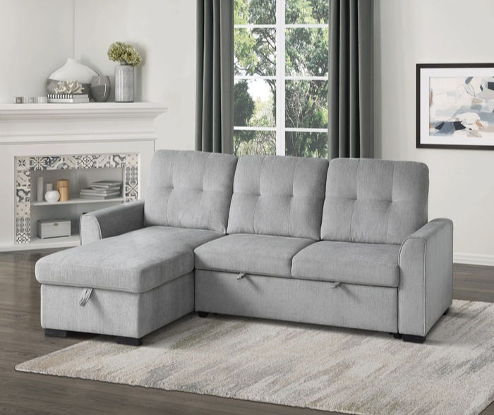 Thumbnail: Carolina 2PC Light Grey Reversible Sectional w/ Storage