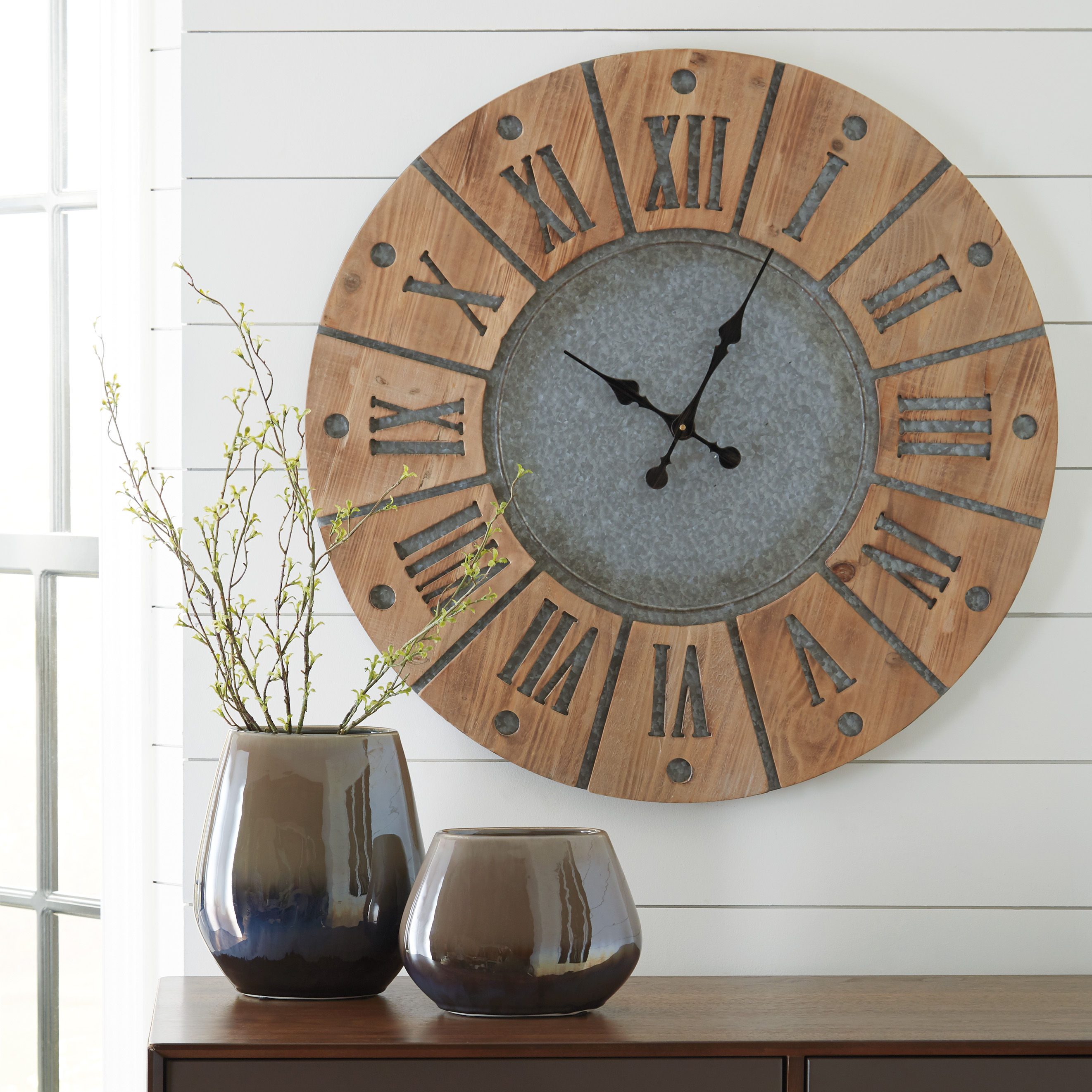 Payson Antique Gray/ Natural Wall Clock