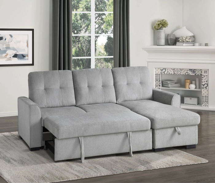 Thumbnail: Carolina 2PC Light Grey Reversible Sectional w/ Storage