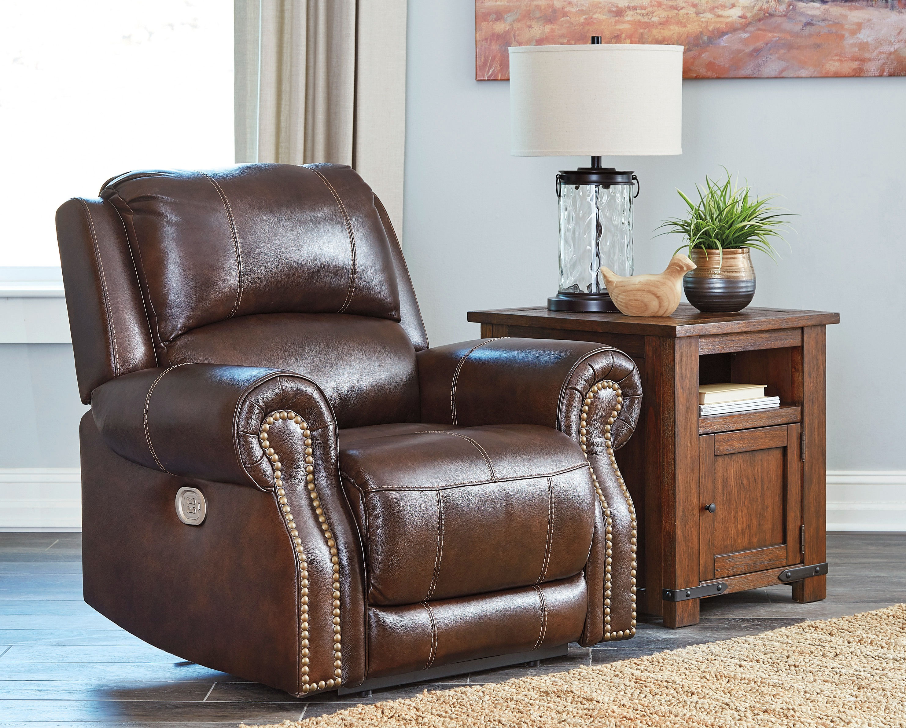 Buncrana Chocolate Power Leather Recliner