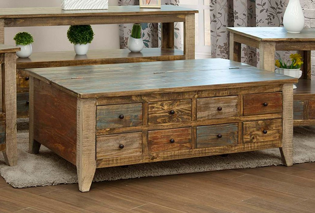 Antique Multicolor Cocktail Table