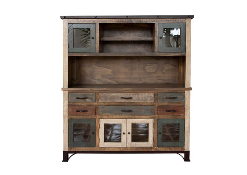 Antique Multicolor Buffet & Hutch | All American