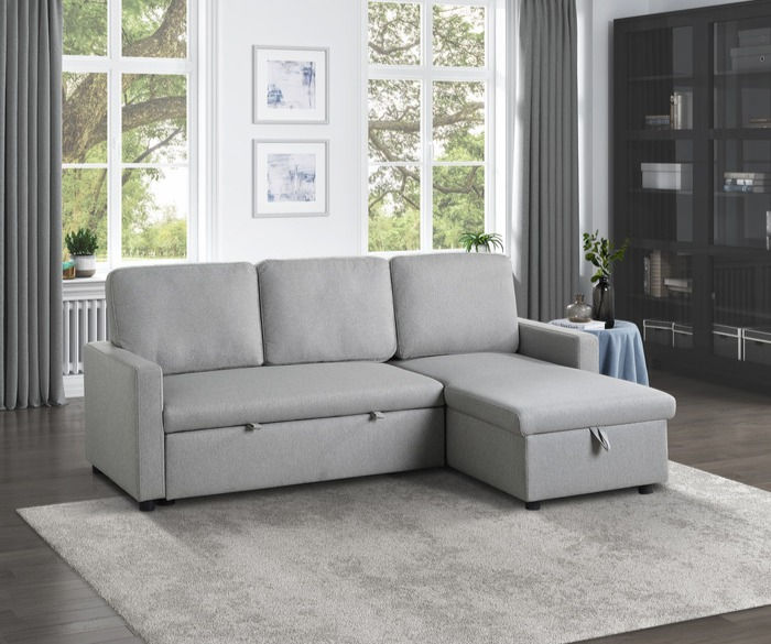 Brandolyn Gray 2PC Sectional w/ Pull-out Bed & Storage