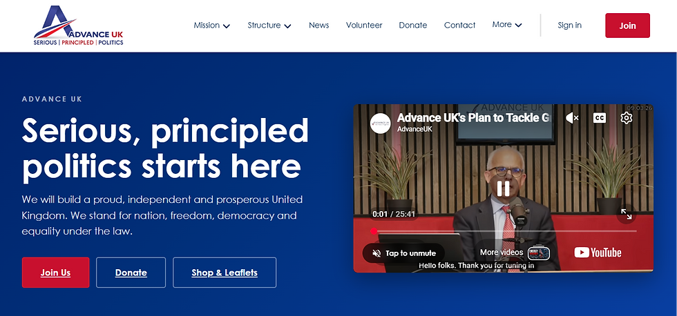 advance uk website screenshot