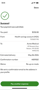 Fidelity Health iOS app pay an expense