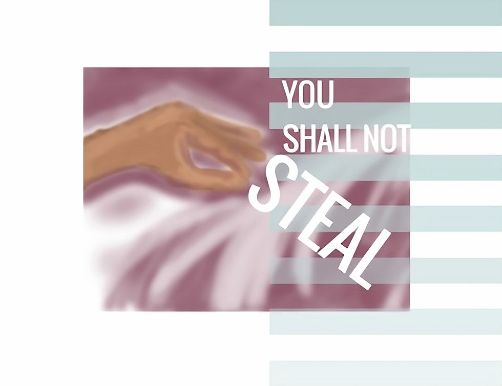 Graphic depicting the eighth commandment to not steal.