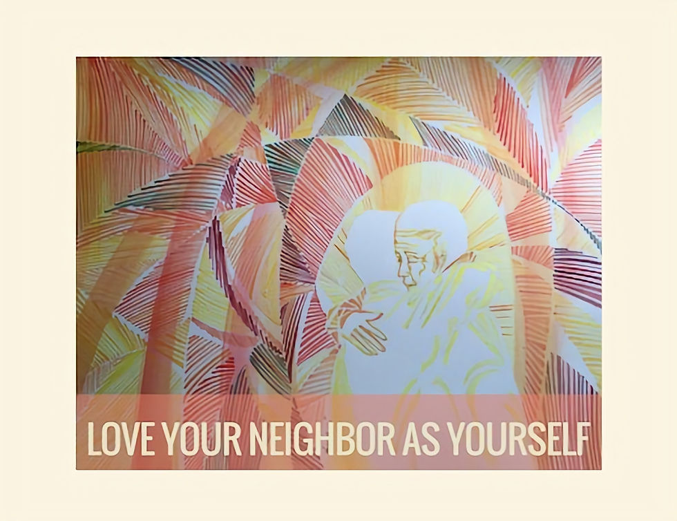 Abstract watercolor painting depicting love for your neighbor.