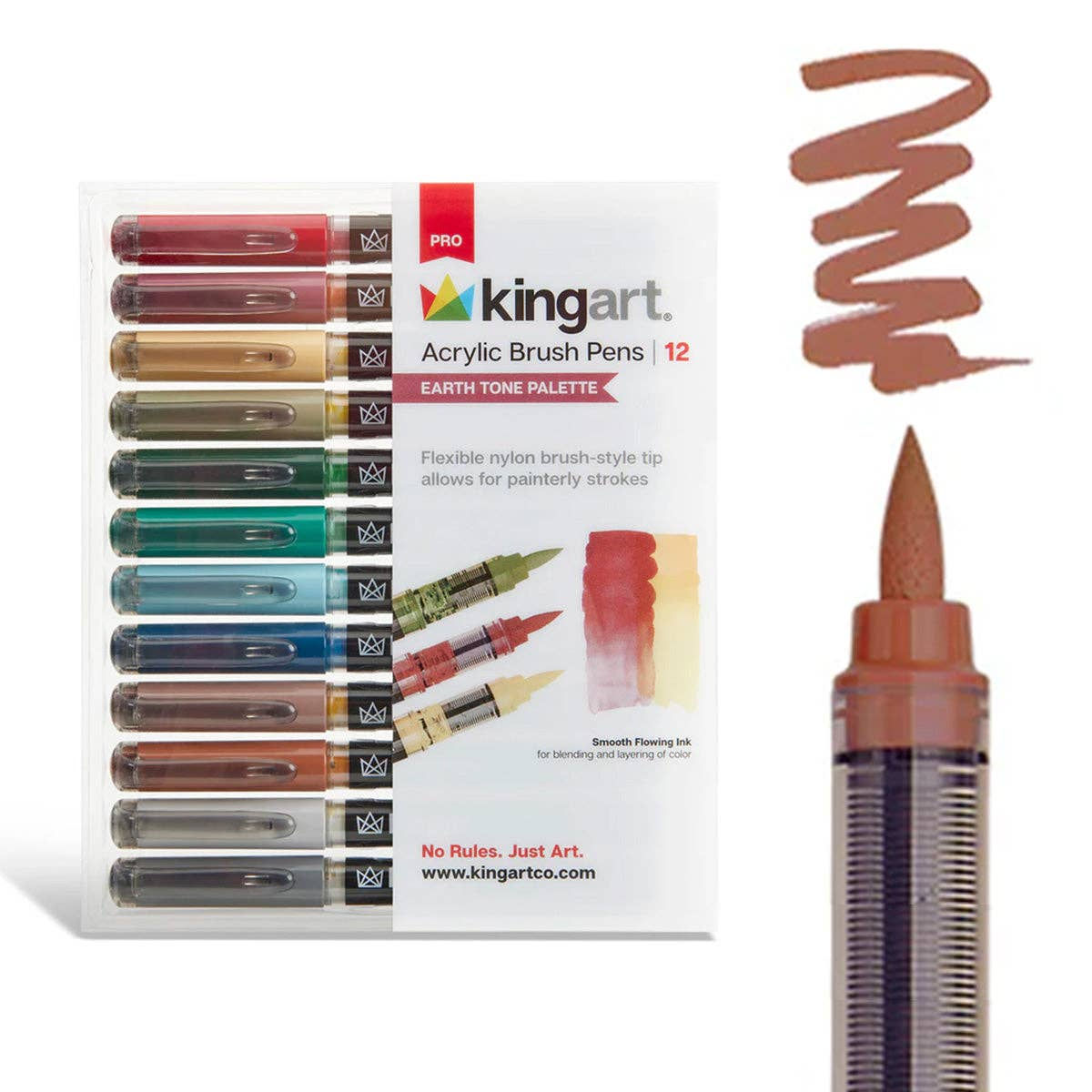 PRO Acrylic Paint Brush Pens - 12 Earth Tone Colors