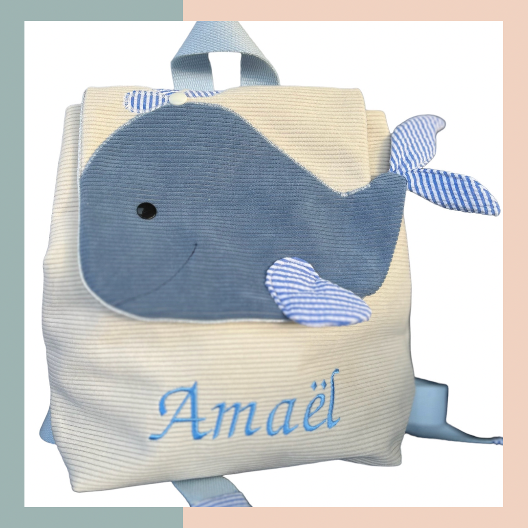 Sac à dos maternelle en forme de baleine pour enfant