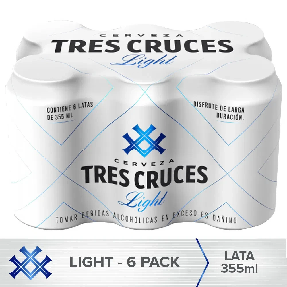 Cerveza Light TRES CRUCES Lata 355ml Paquete 6un
