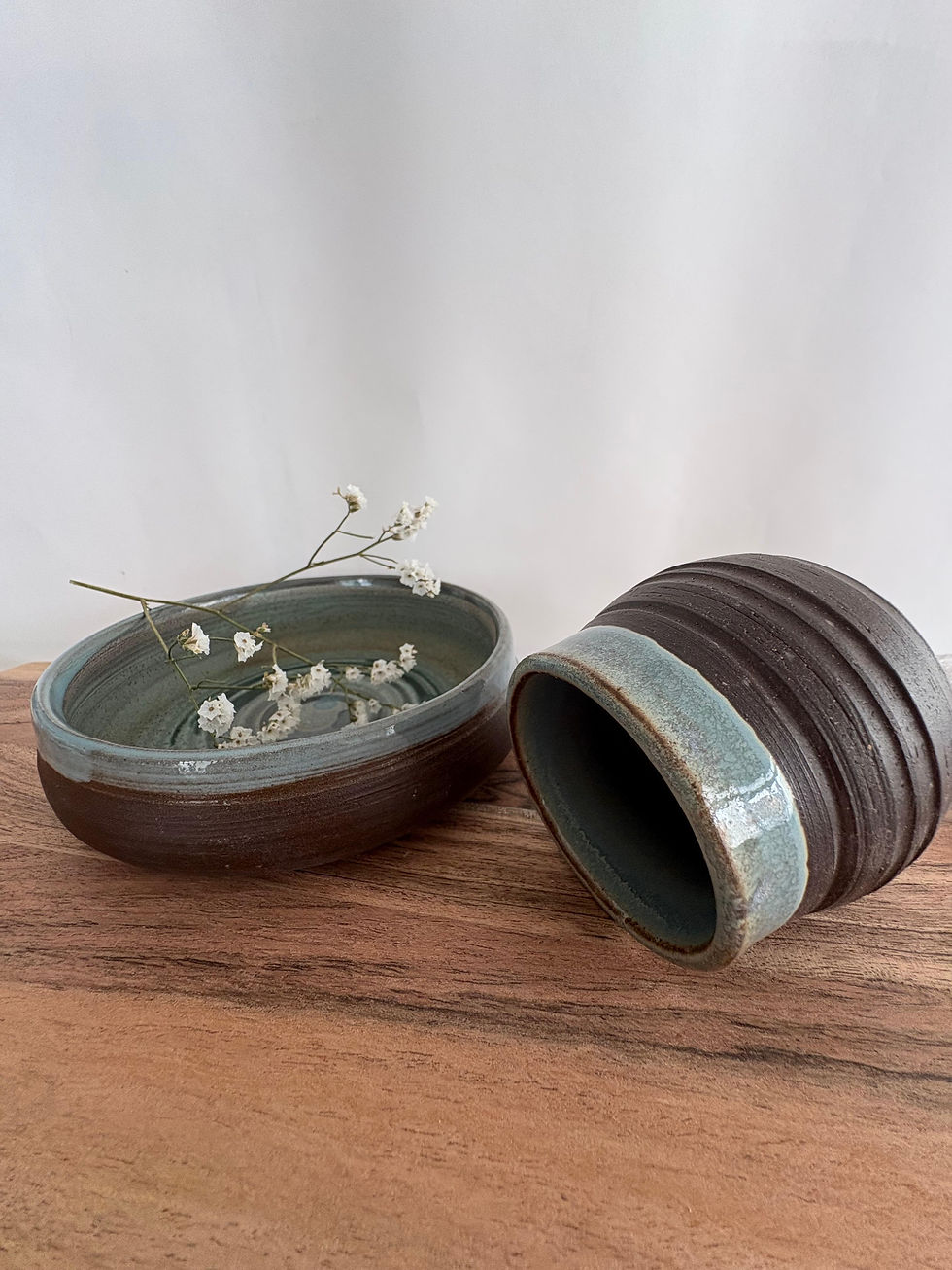 Miniatura: Plato y mate turquesa