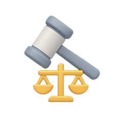 Flat-style icon of a hammer/court representing Legal AI Tools