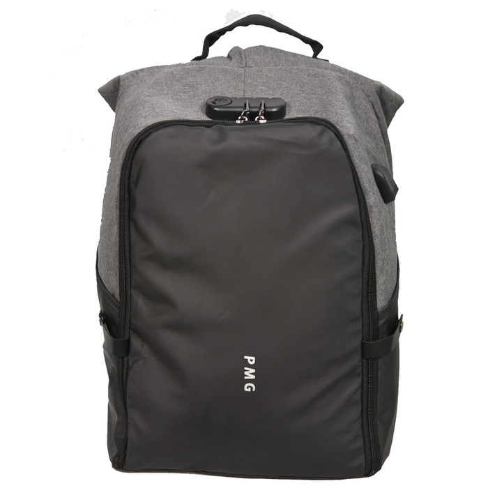 Anti Theft Laptop Back Pack Grey With USB Phone Charging port front view better 2000 x 20