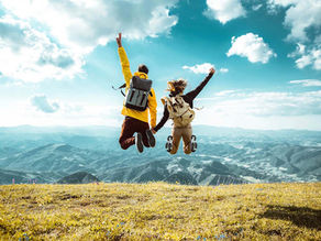 Couple on a backpacking trip