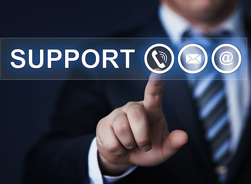 business, technology, internet and networking concept - businessman pressing support button on virtu
