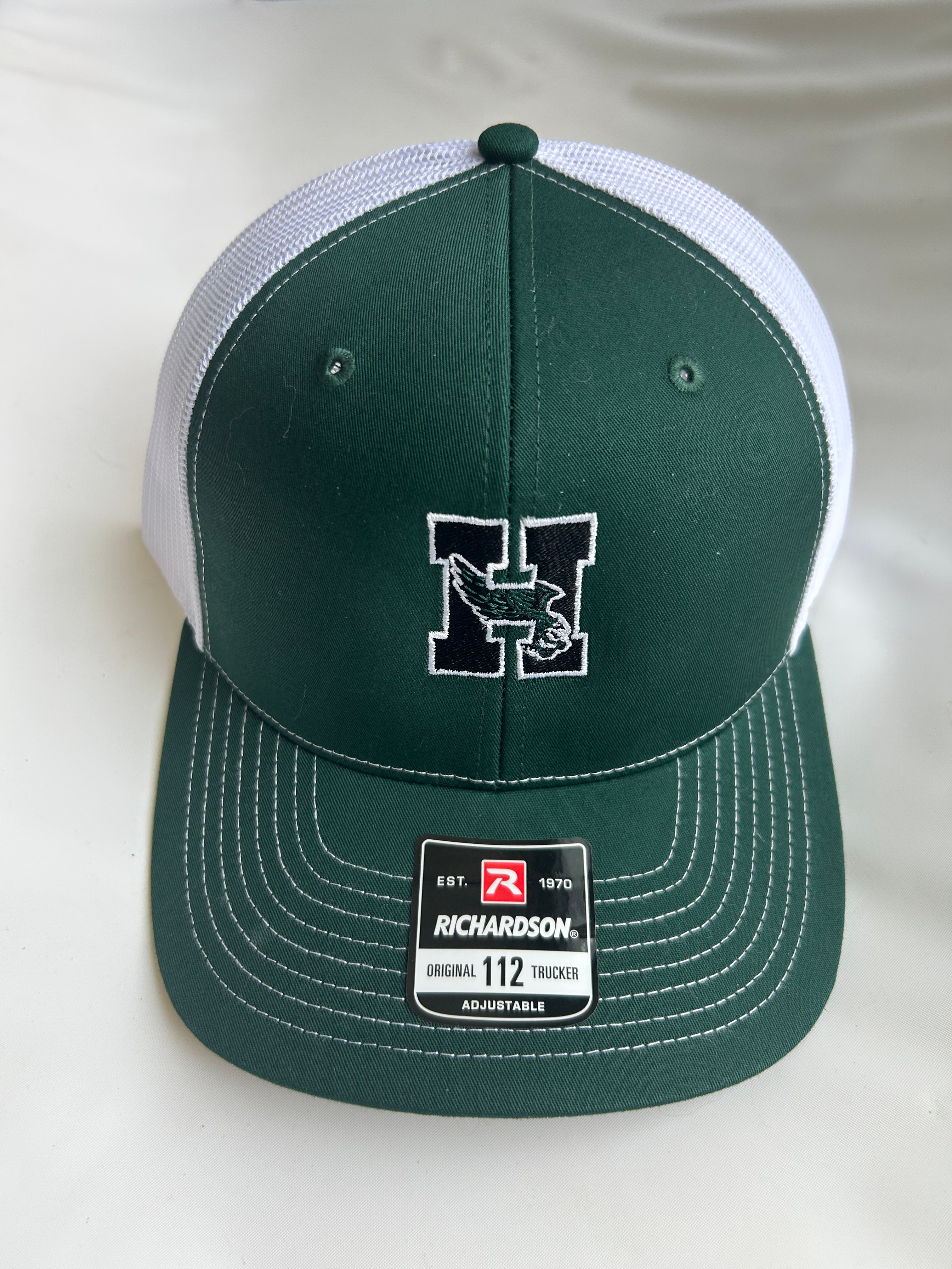 Green and White Richardson snapback trucker hat (Adult size only)
