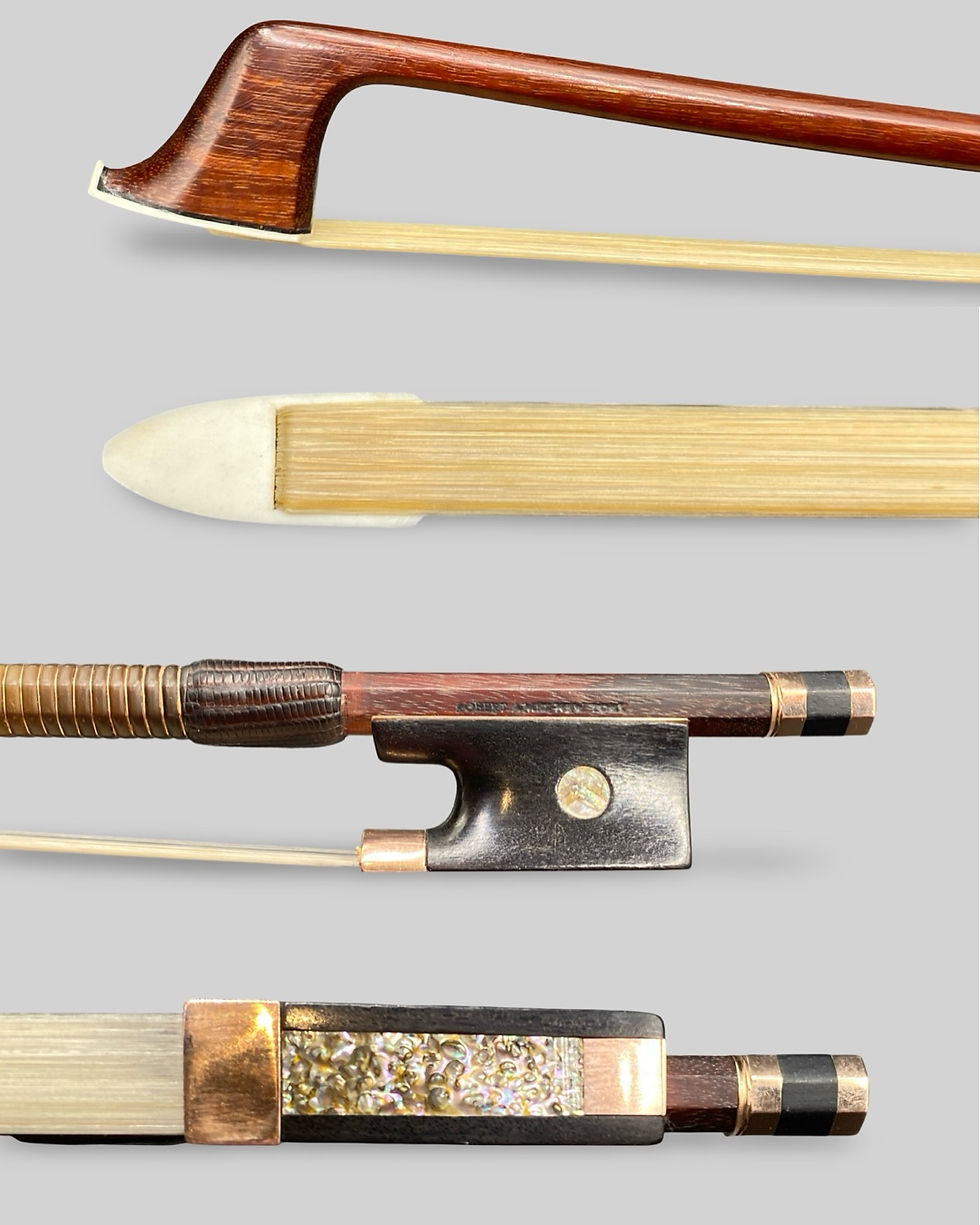 Ames violin bow, gold mounted