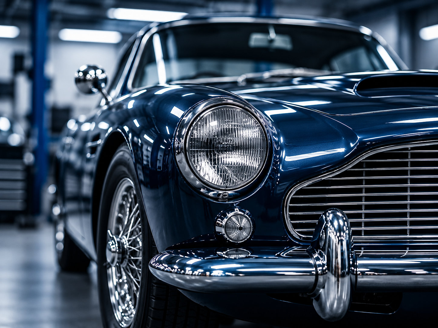 Classic car in the workshop
