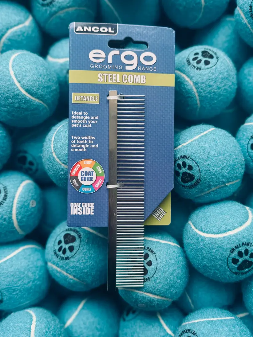 Ergo Steel Comb for Dogs | Stainless Steel Grooming Comb
