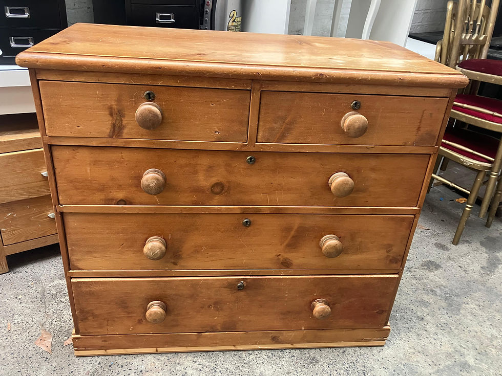 Thumbnail: Edwardian Solid Pine 3 Over 2 Chest of Drawers