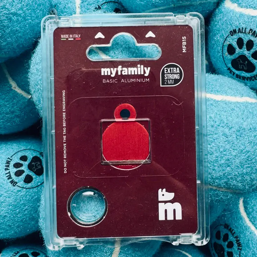 MyFamily Pet Tags Small Round Aluminum Red | Handcrafted Italian