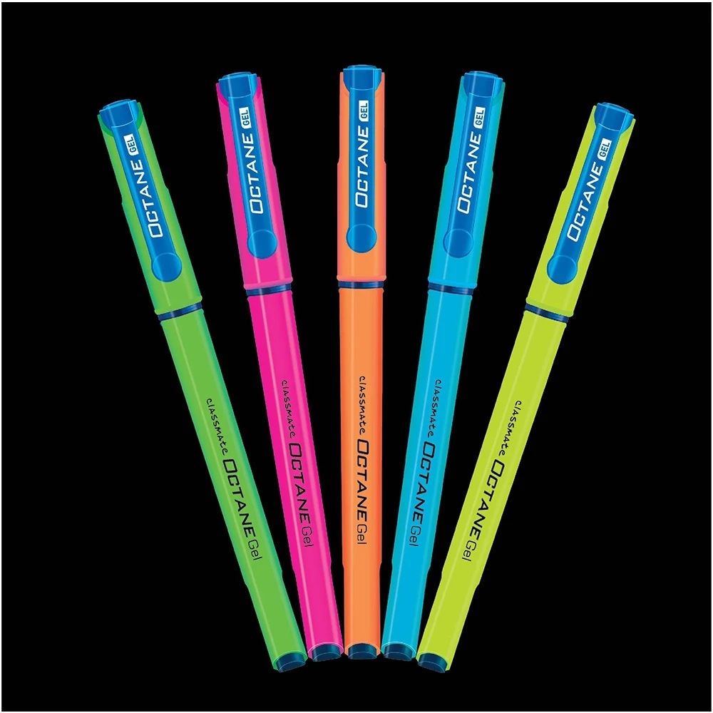 Classmate Octane Neon- Blue Gel Pens (Pack of 30) | Water-Proof & Smudge-Free