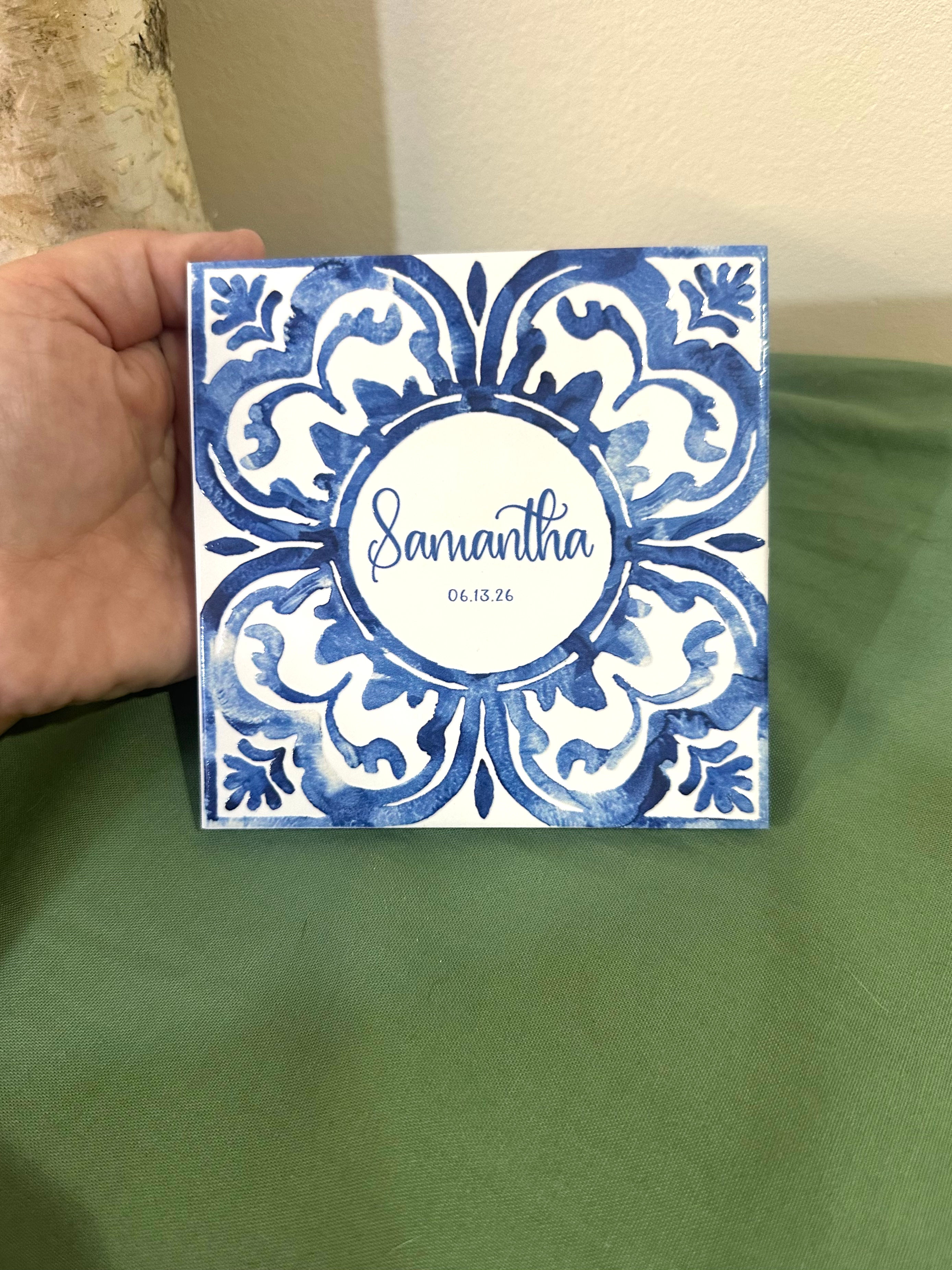 Blue Pattern Tile Coaster