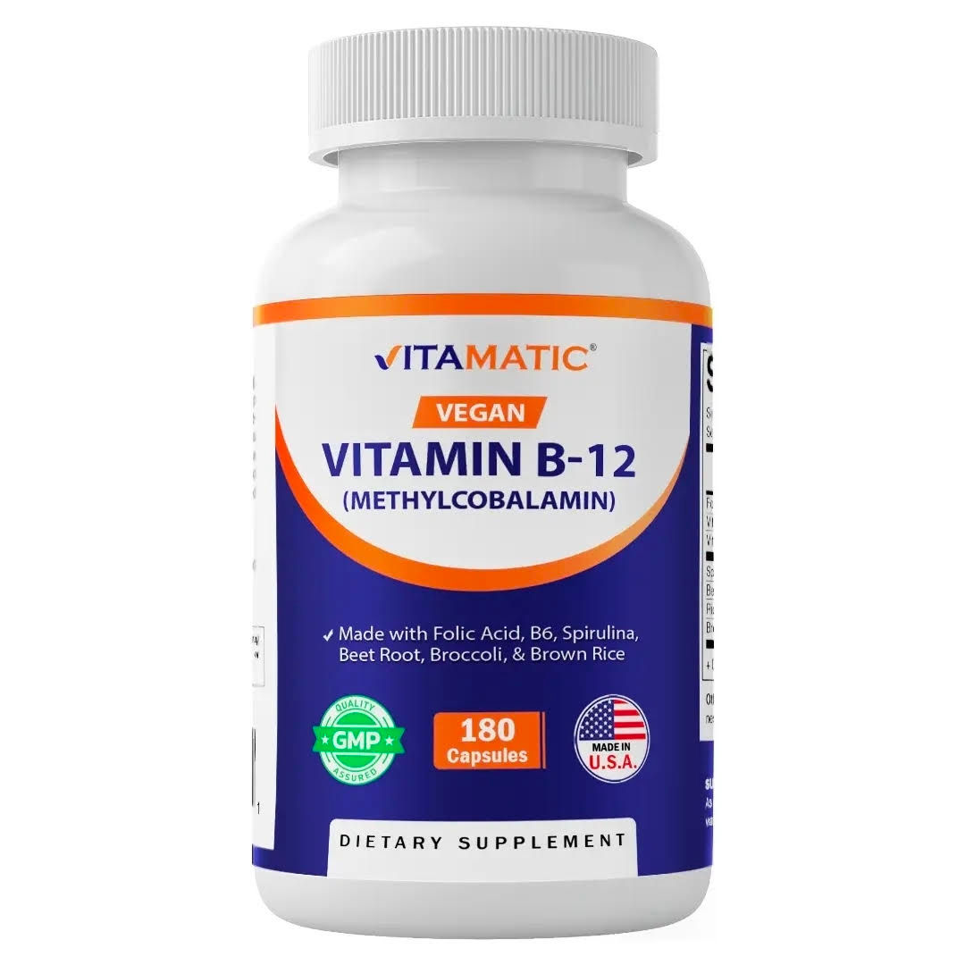Vitamatic Vegan B12 1000 Mcg - Methyl B12 + Folate - 180 Caps