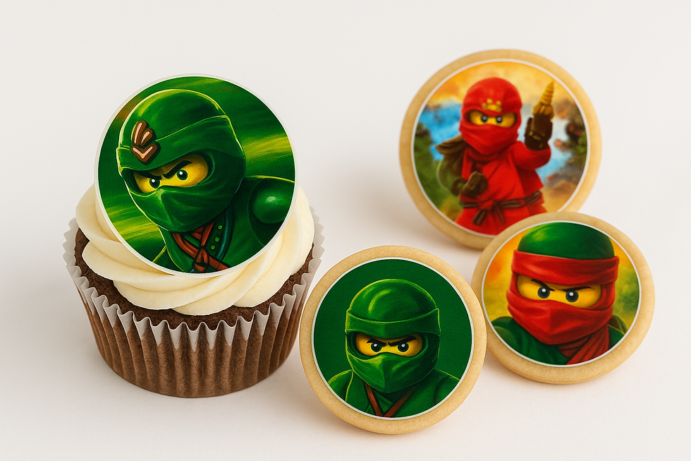 Thumbnail: Lego ninja eetbare cupcakeprints