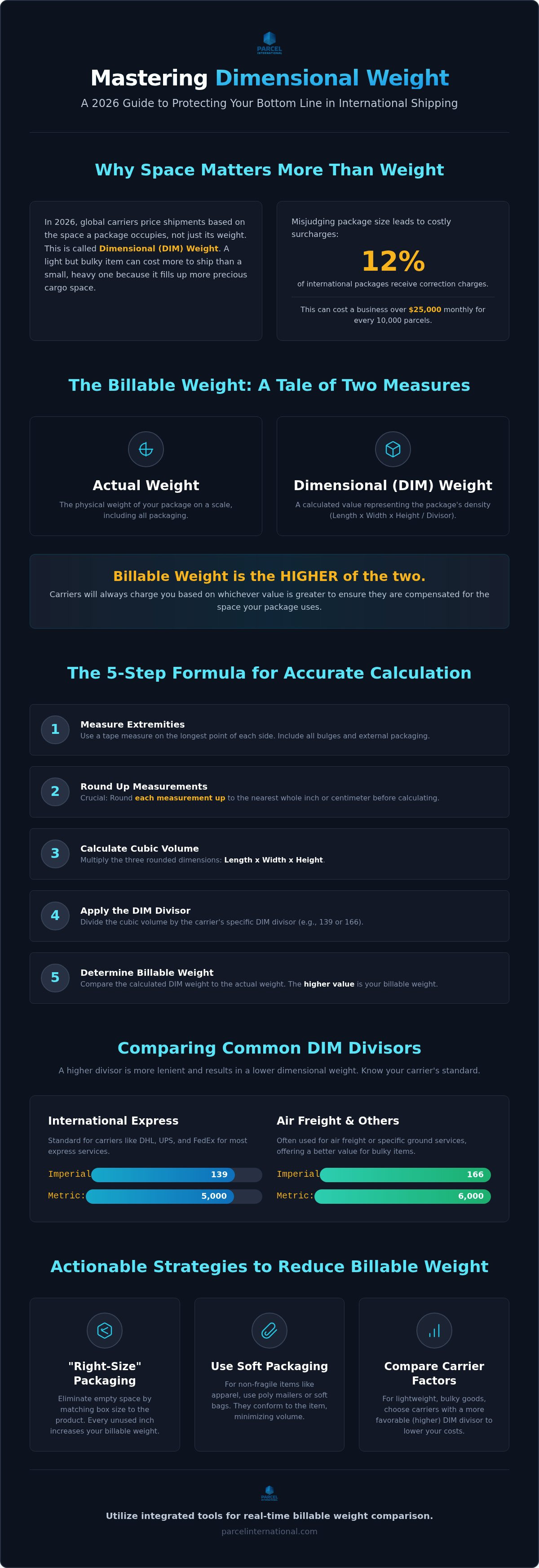 Calculating dimensional weight for international shipping